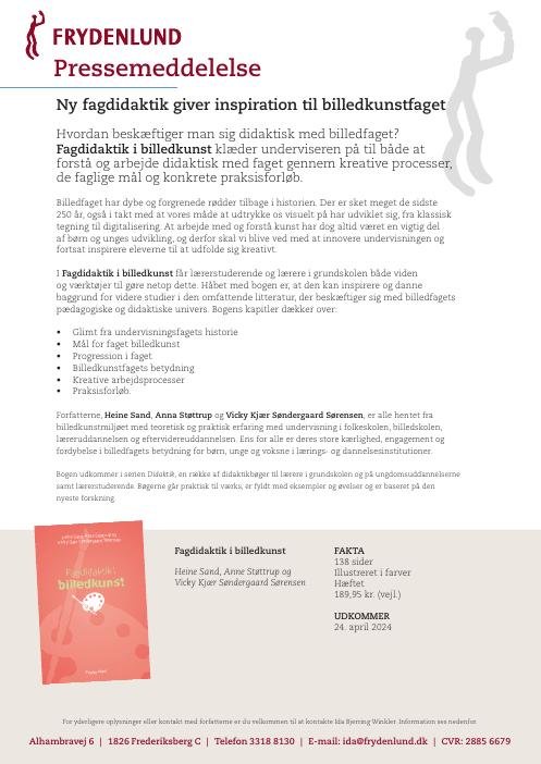 Fagdidaktik i billedkunst — pressemeddelelse